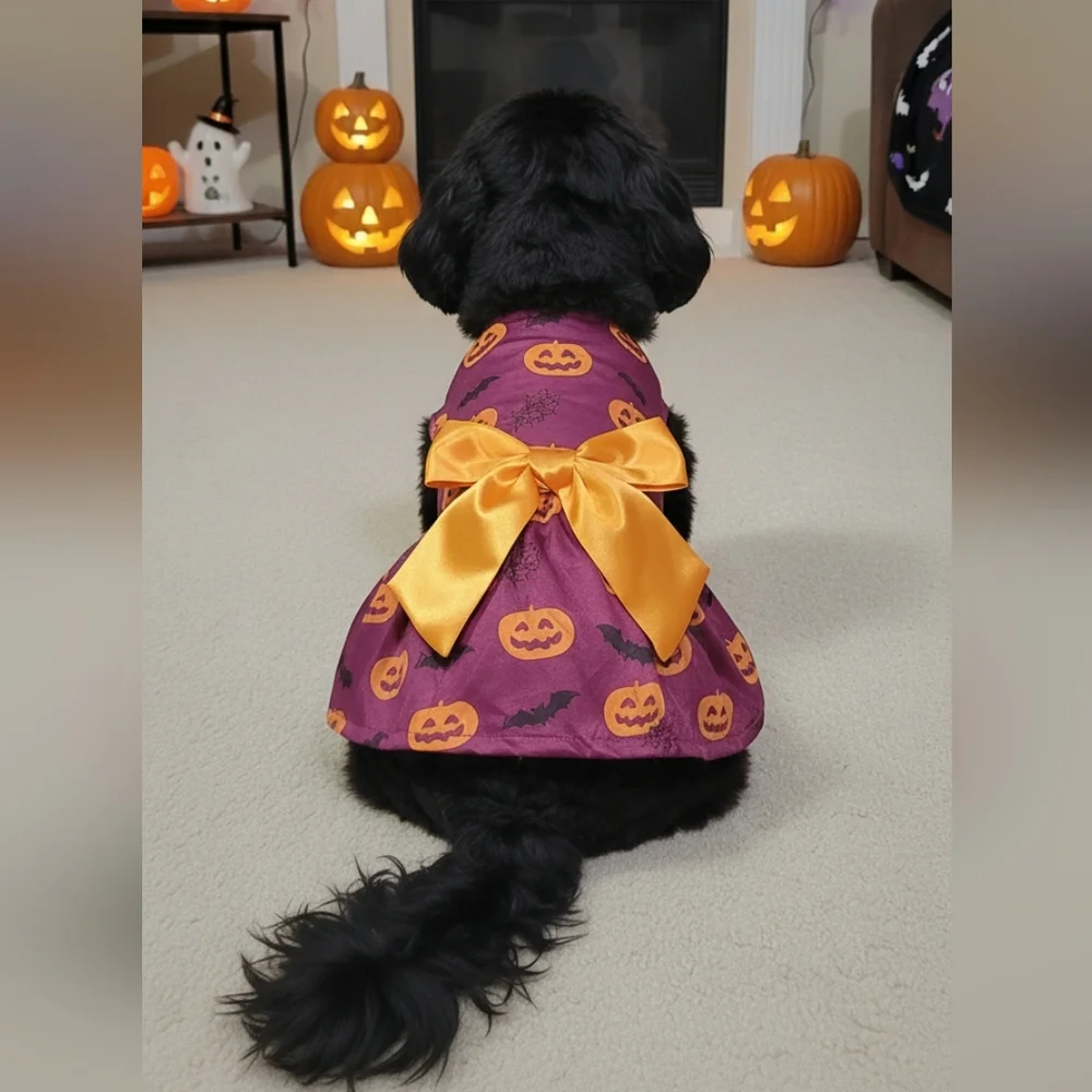 Purple Halloween Pumpkin Trick Or Treat Dog/Pet Dress Costume Size Medium- NWOT